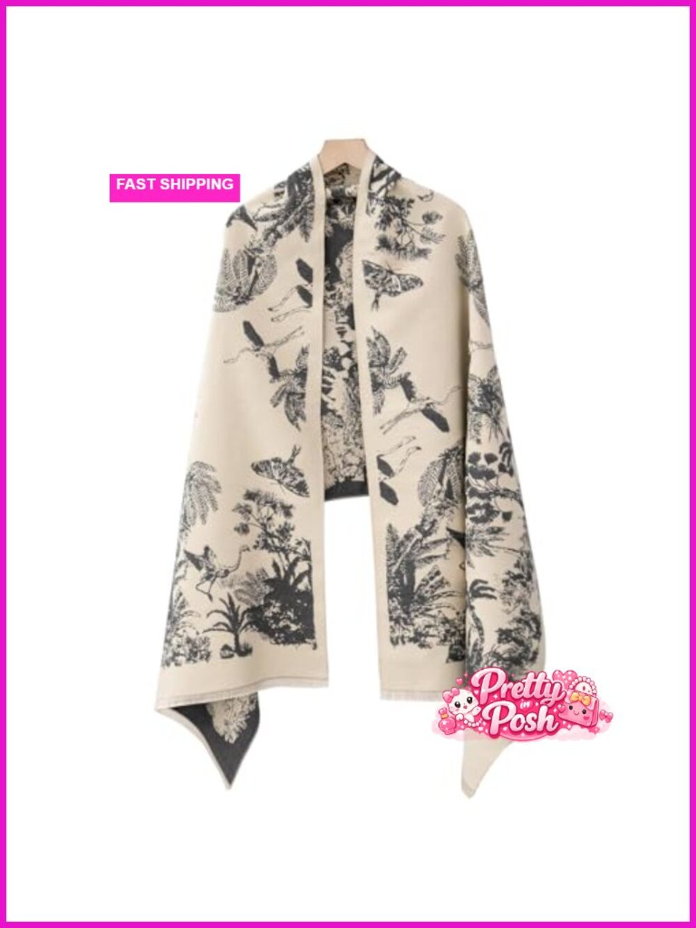 Reversible Pashmina Shawl Wrap Women Floral Oversized Scarf